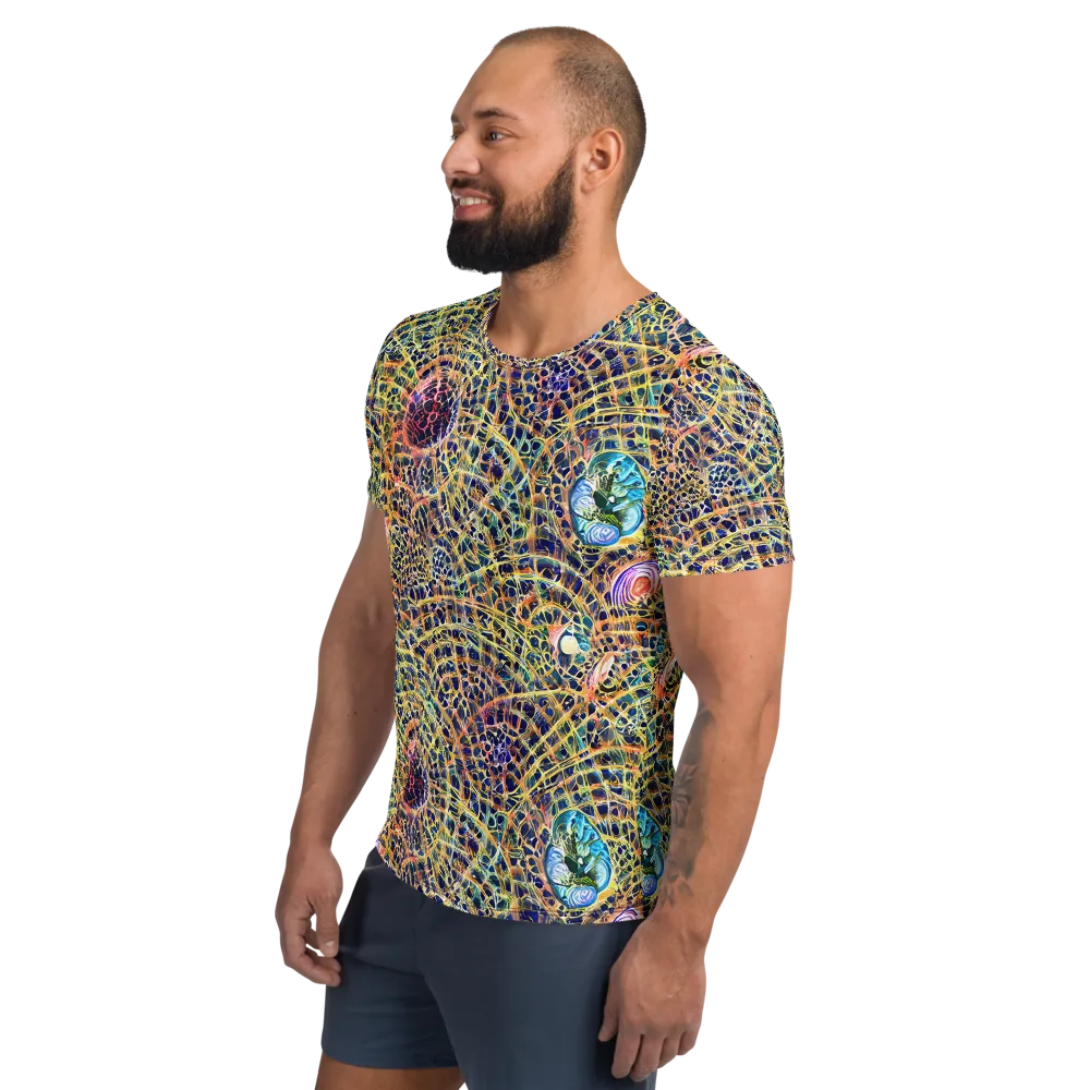Kaleidoscopic Circuit on Men's Athletic T-Shirt — Left