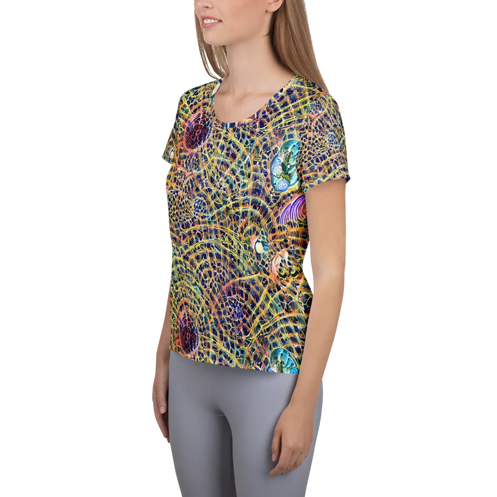 Kaleidoscopic Circuit on Women's Athletic T-Shirt — Left