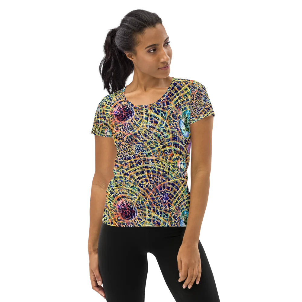 Kaleidoscopic Circuit on Women's Athletic T-Shirt — Front