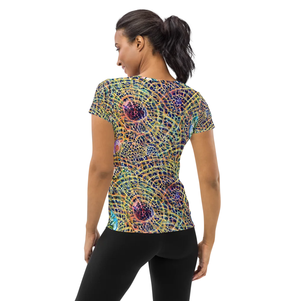 Kaleidoscopic Circuit on Women's Athletic T-Shirt — Back