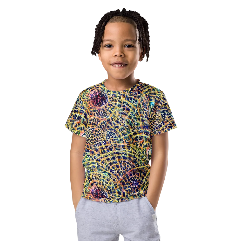 Kaleidoscopic Circuit on Kids Crew Neck T-Shirt — Front