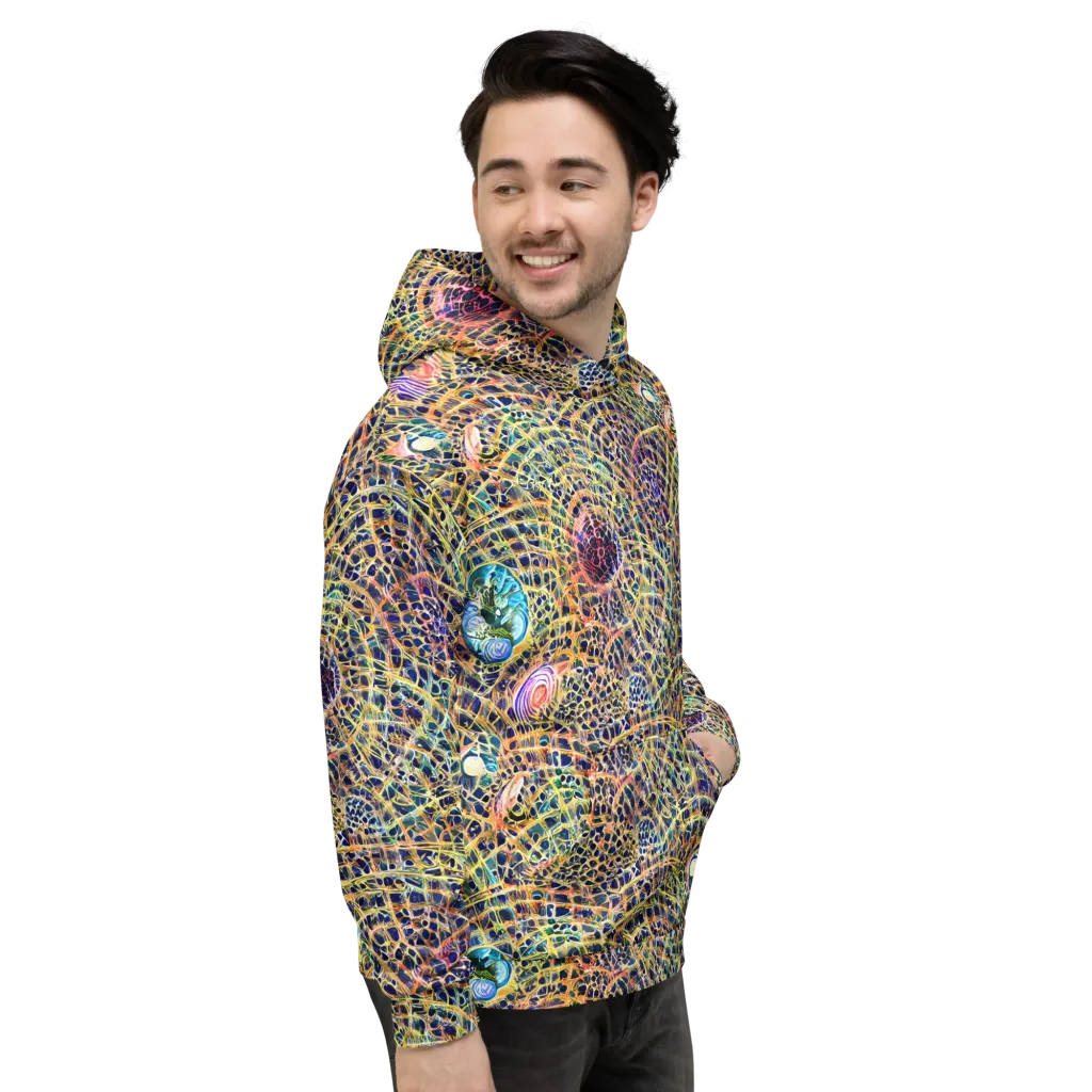 Kaleidoscopic Circuit on Hoodie — Right