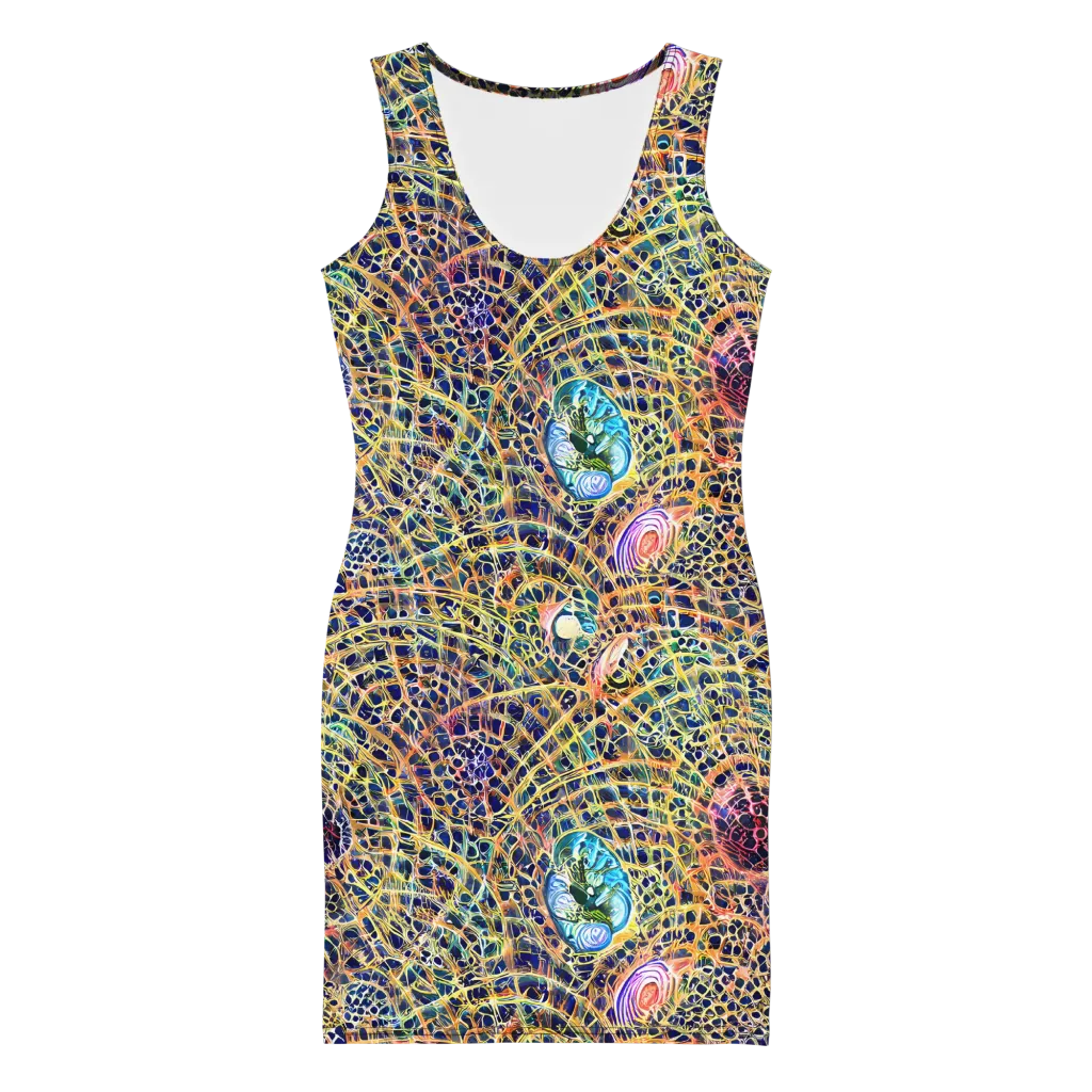 Kaleidoscopic Circuit on Bodycon Dress — Front