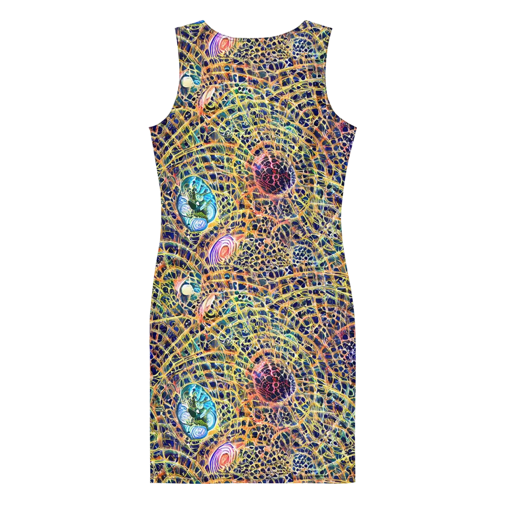 Kaleidoscopic Circuit on Bodycon Dress — Back