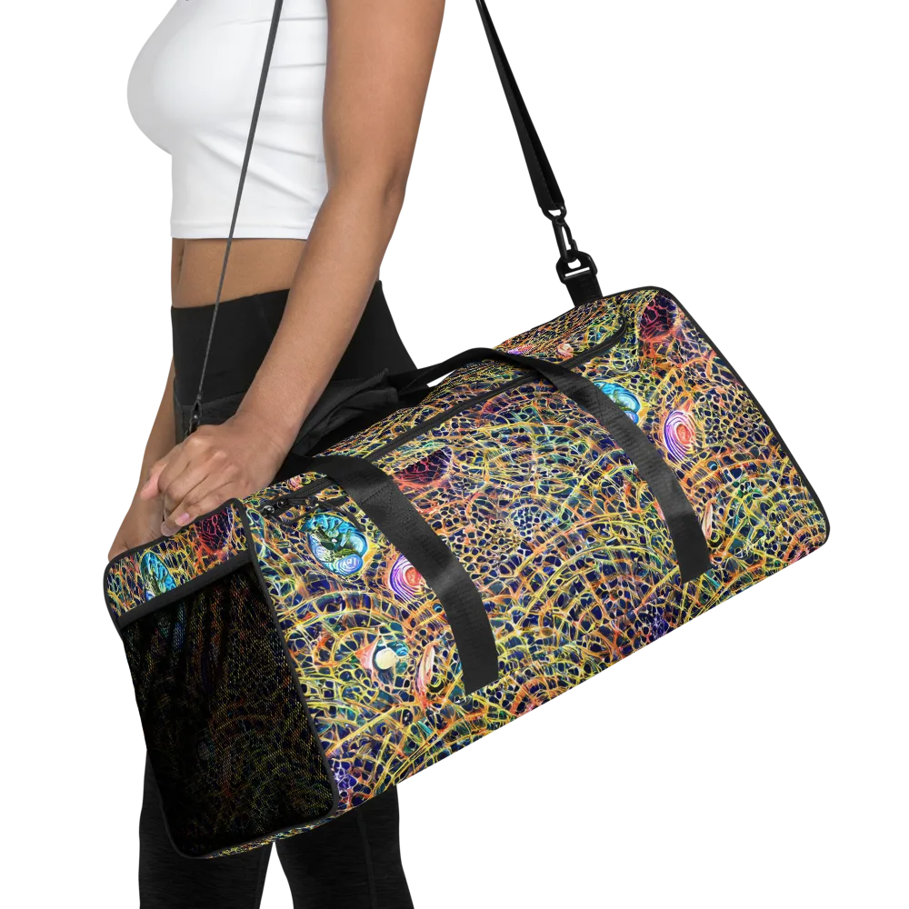 Kaleidoscopic Circuit on Duffle Bag — Front