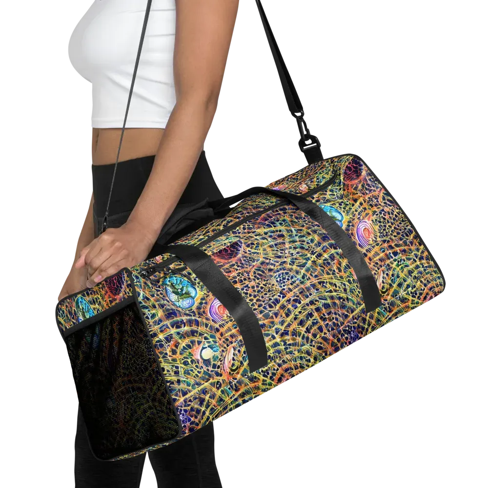 Kaleidoscopic Circuit on Duffle Bag — Front