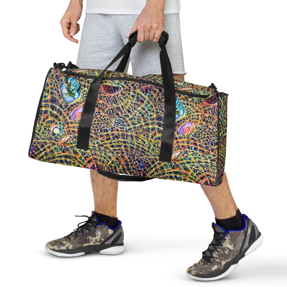 Kaleidoscopic Circuit on Duffle Bag — Front