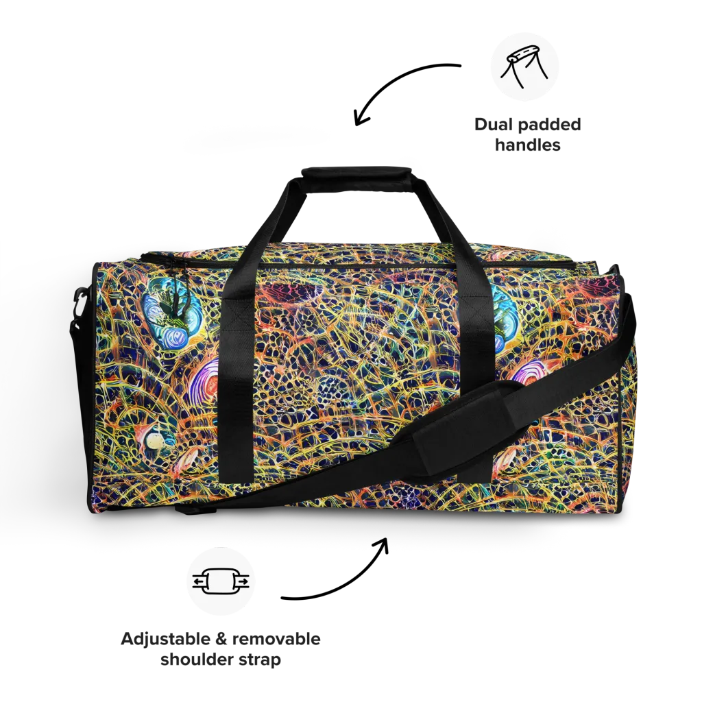 Kaleidoscopic Circuit on Duffle Bag — Front