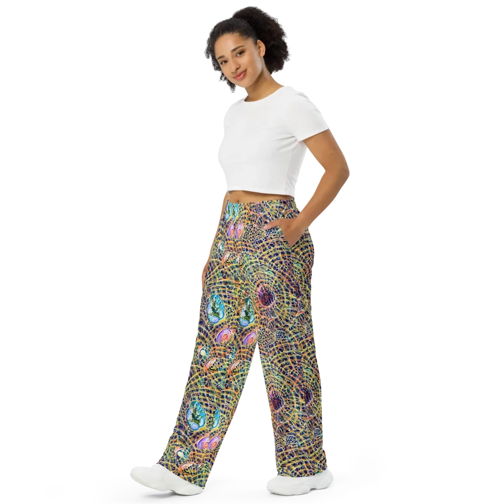 Kaleidoscopic Circuit on Wide-Leg Pants — Left Front