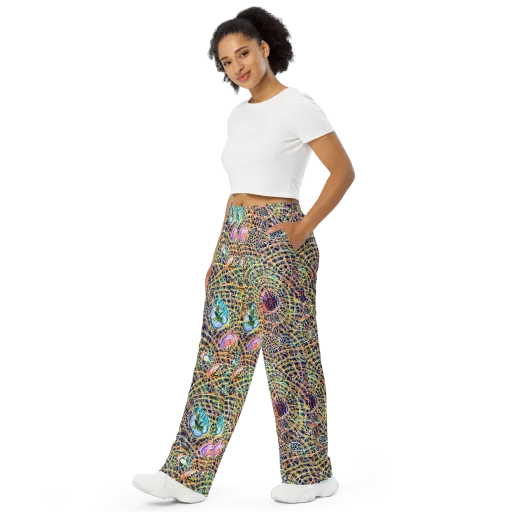 Kaleidoscopic Circuit on a Wide-Leg Pants