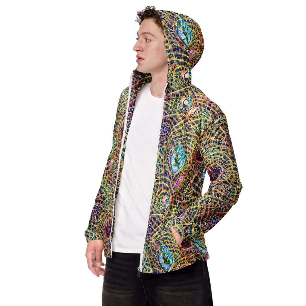Kaleidoscopic Circuit on Men's Windbreaker — Left Front