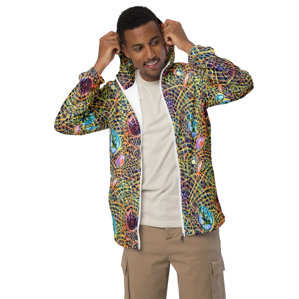 Kaleidoscopic Circuit on Men's Windbreaker — Front