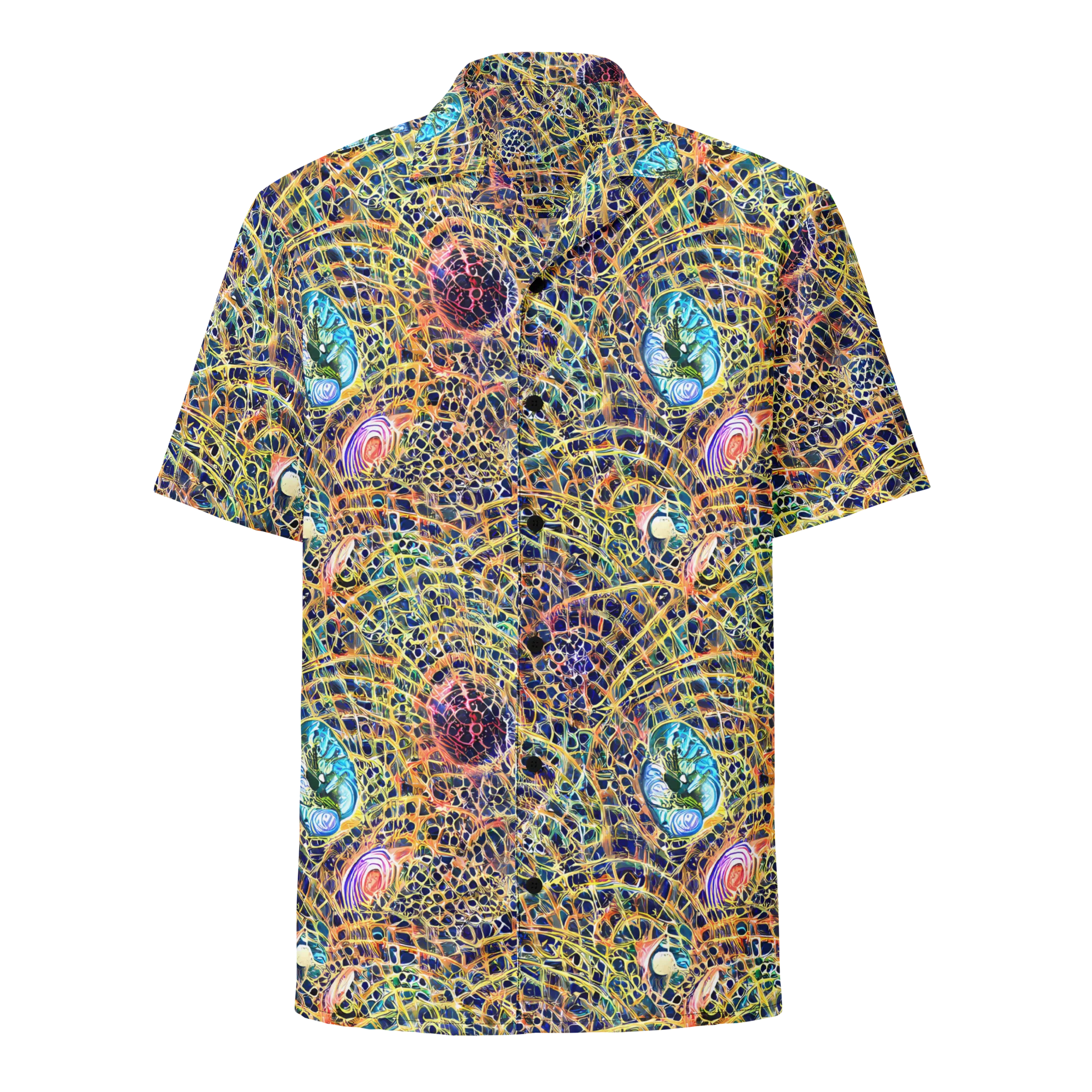 Kaleidoscopic Circuit on Button Shirt — Front