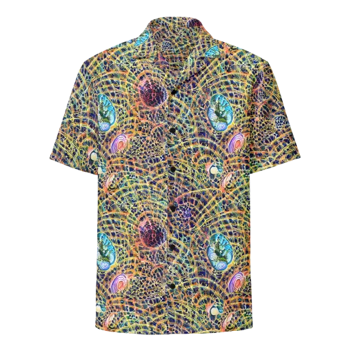 Kaleidoscopic Circuit on a Button Shirt
