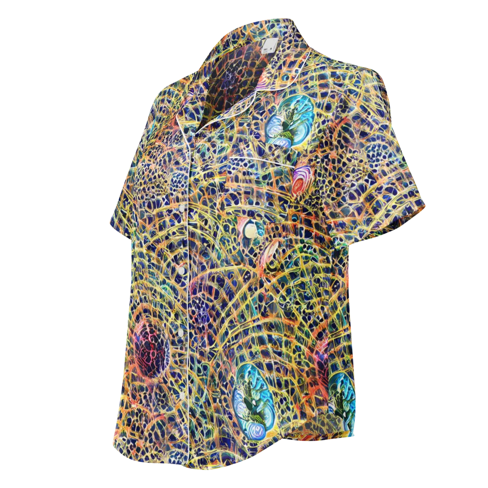 Kaleidoscopic Circuit on Women's Short Sleeve Pajama Top — Left Front