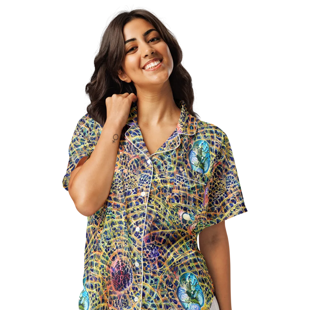 Kaleidoscopic Circuit on Women's Short Sleeve Pajama Top — Front