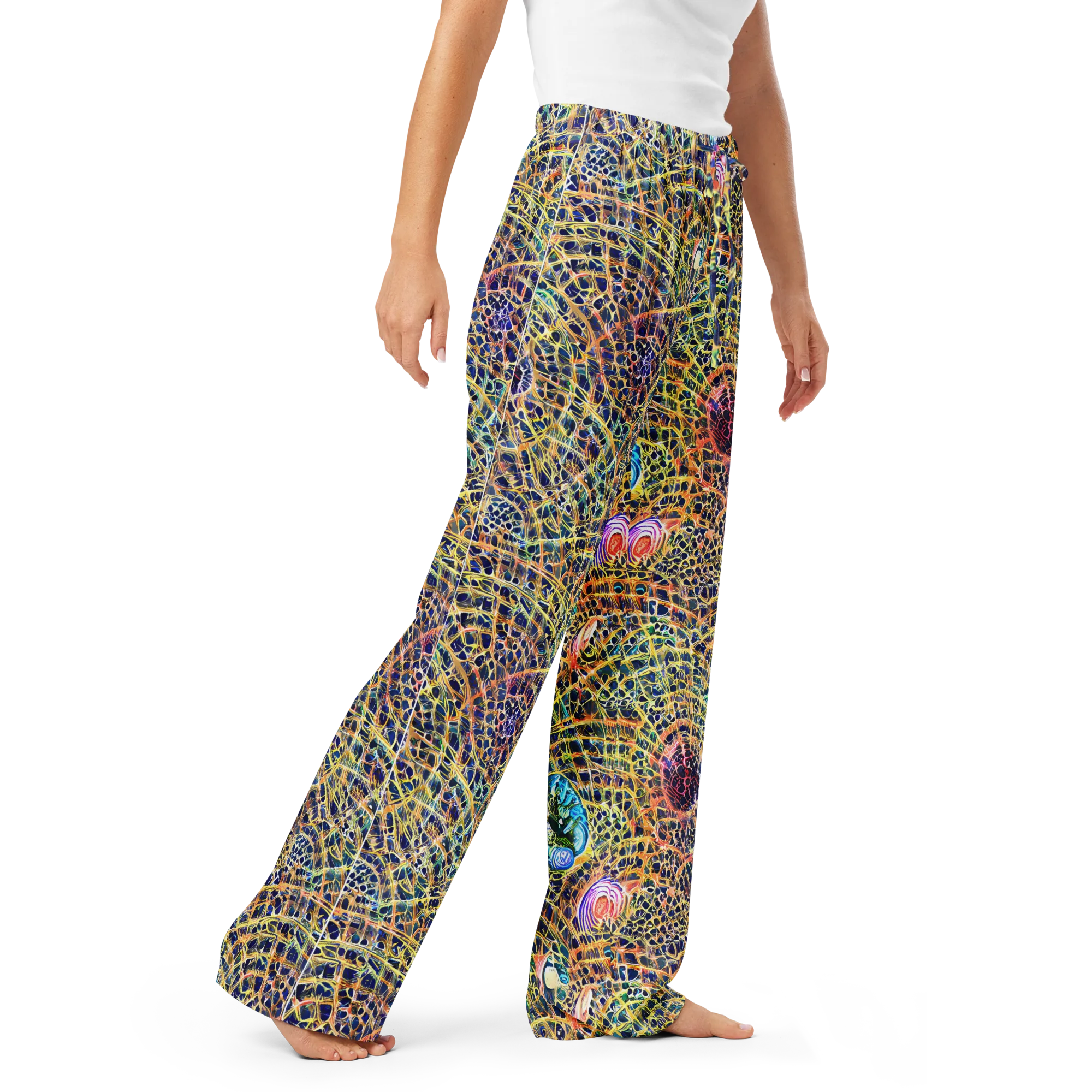 Kaleidoscopic Circuit on Women's Pajama Pants — Right Front