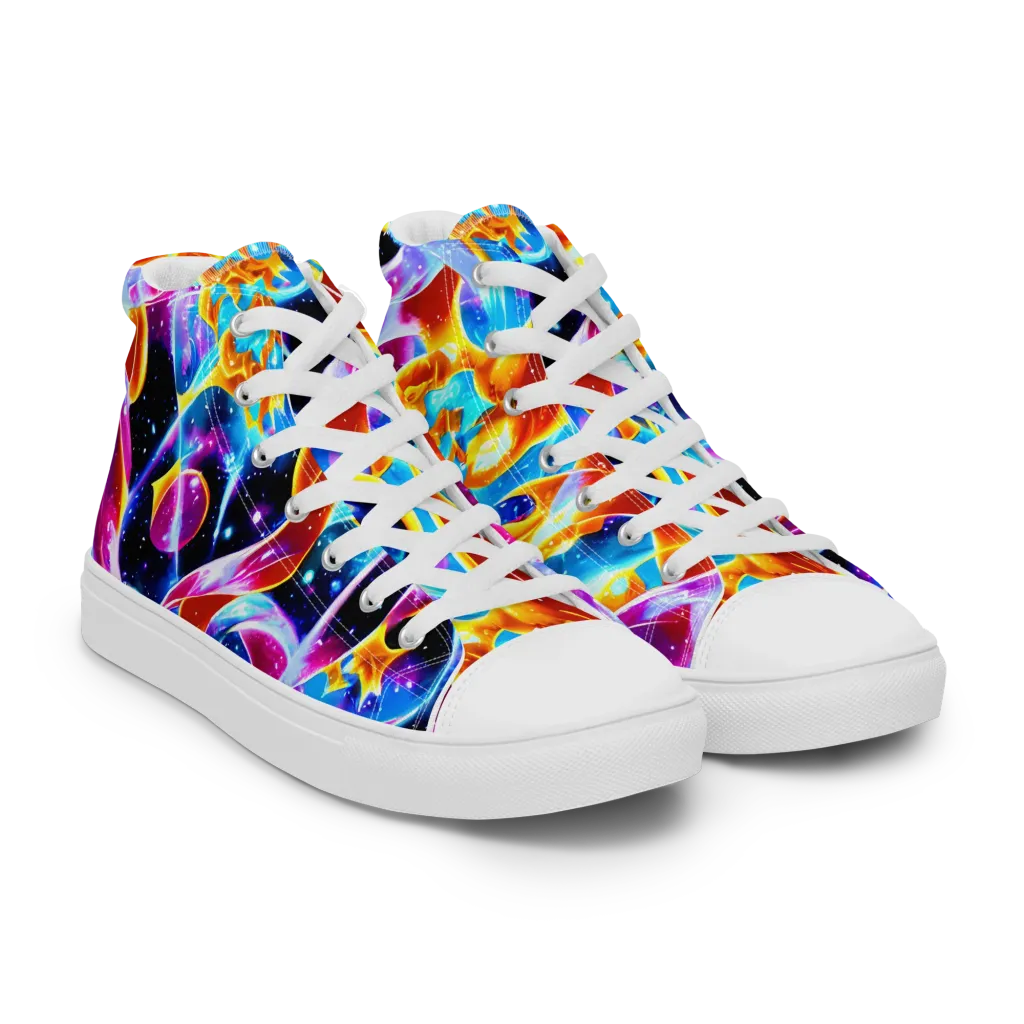 Radiant Gravity on Men's High Top Canvas Shoes — Right Front