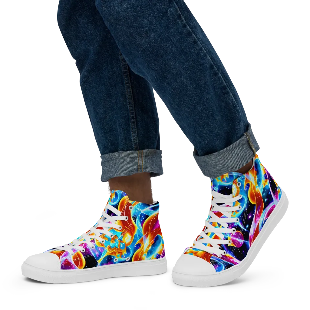 Radiant Gravity on Men's High Top Canvas Shoes — Left