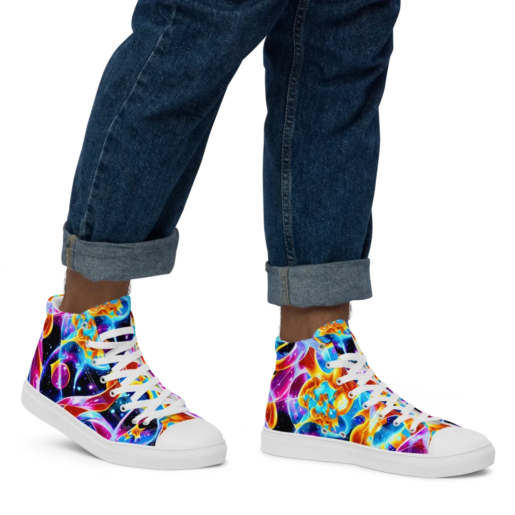 Radiant Gravity on Men's High Top Canvas Shoes — Right