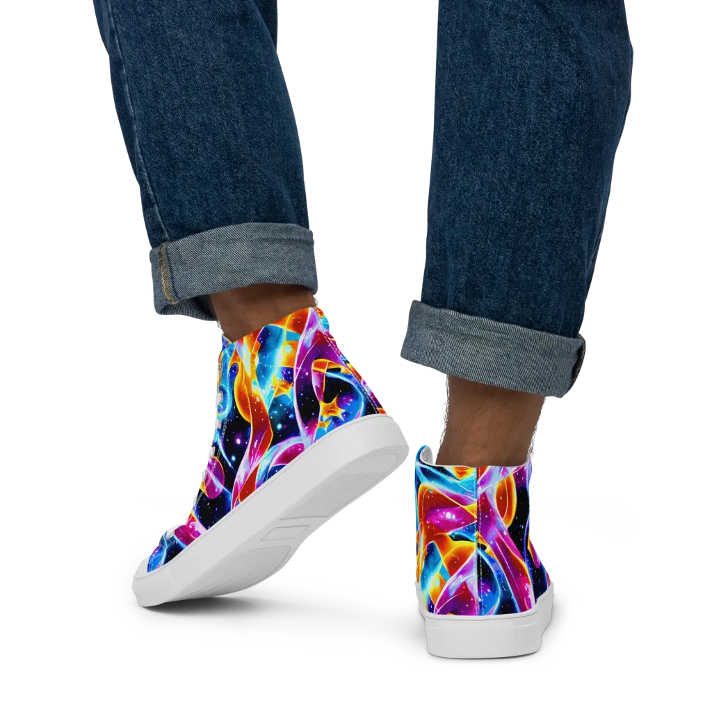 Radiant Gravity on Men's High Top Canvas Shoes — Back