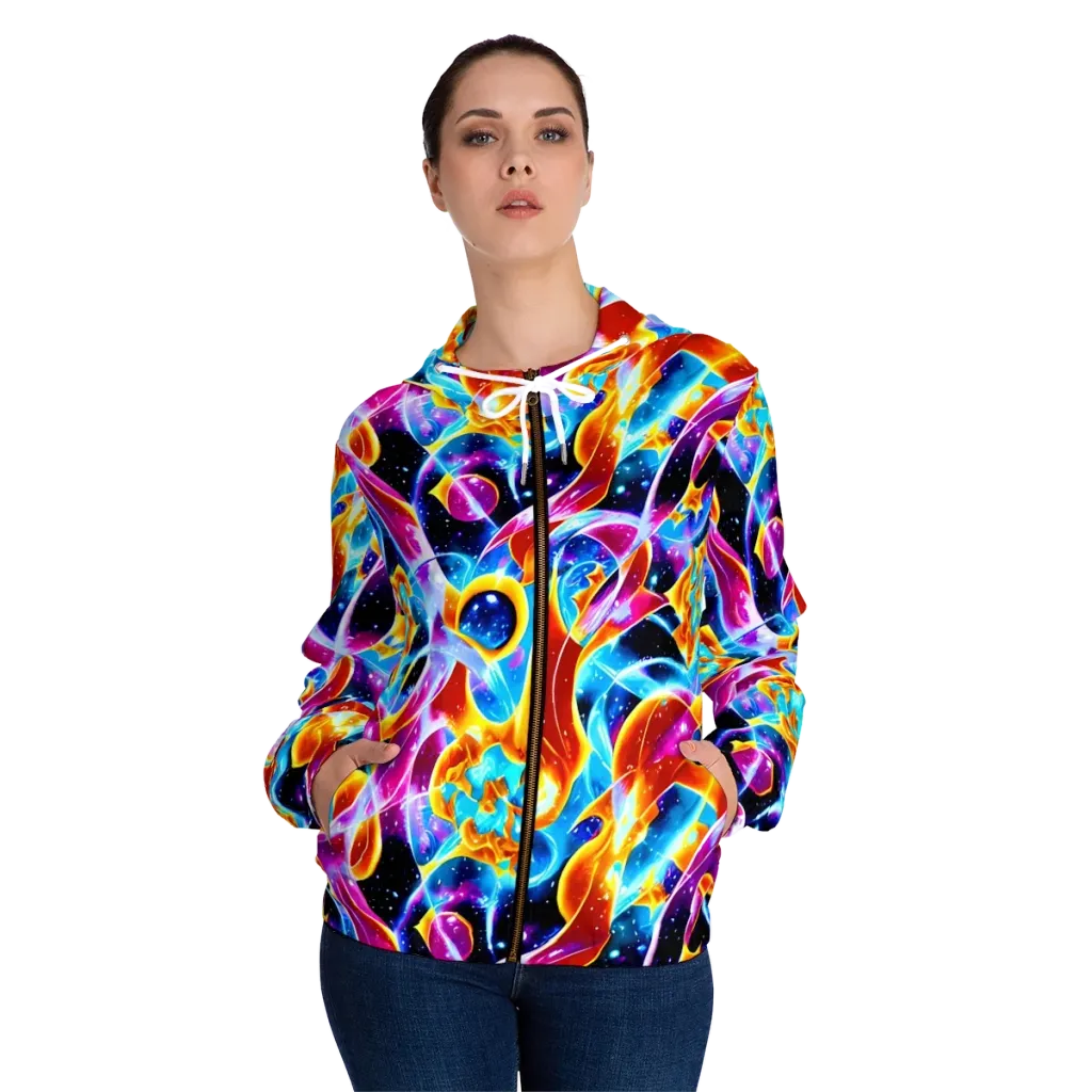 Radiant Gravity on Women's Full-Zip Hoodie — Front On Person