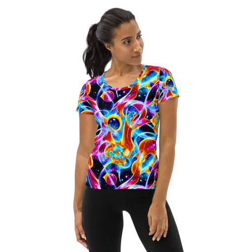 Radiant Gravity on a Women's Athletic T-Shirt