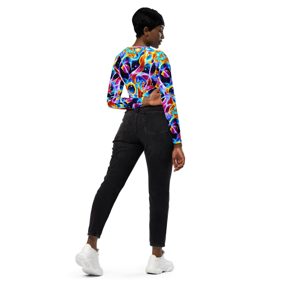 Radiant Gravity on Long Sleeve Crop Top — Right Back