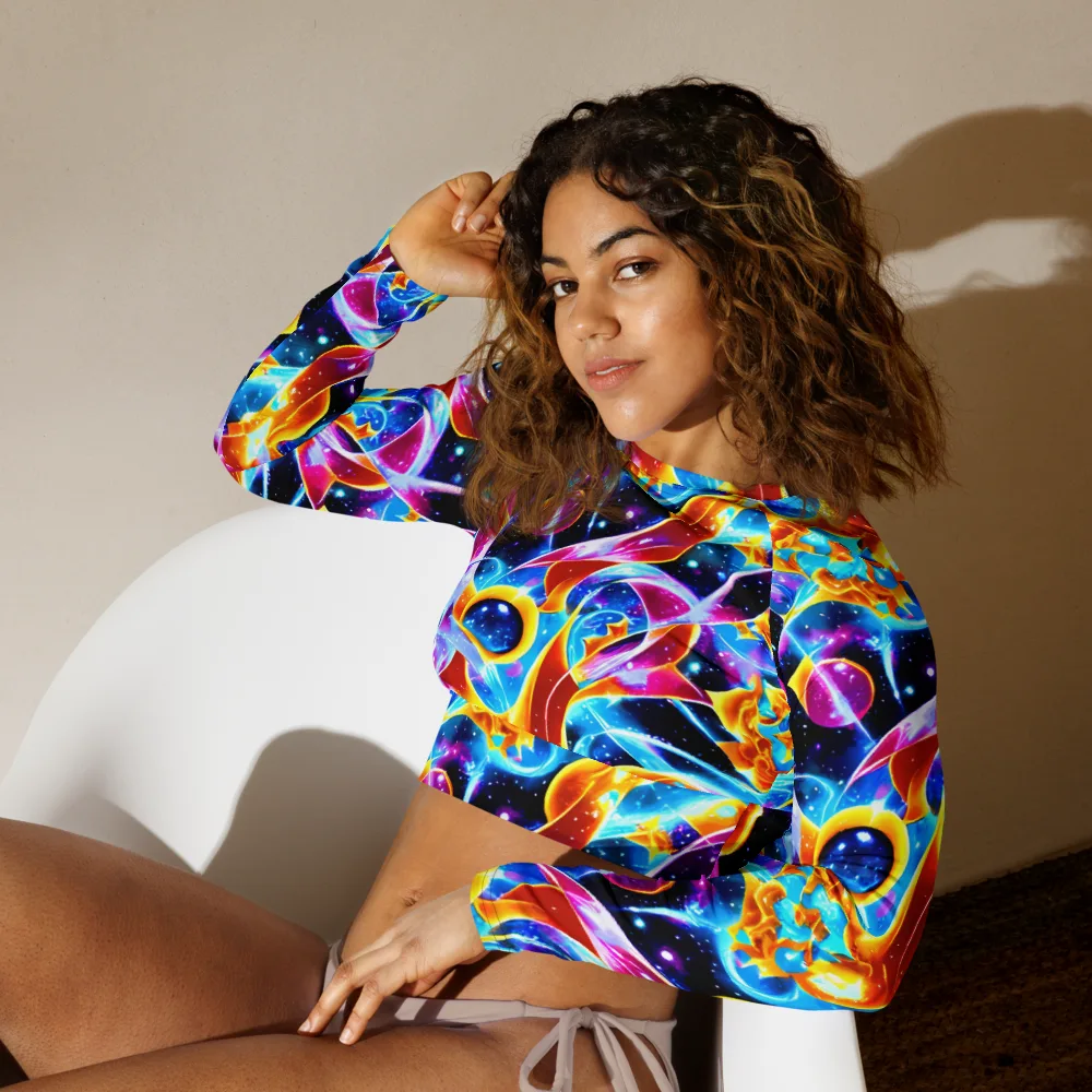 Radiant Gravity on Long Sleeve Crop Top — Left Front