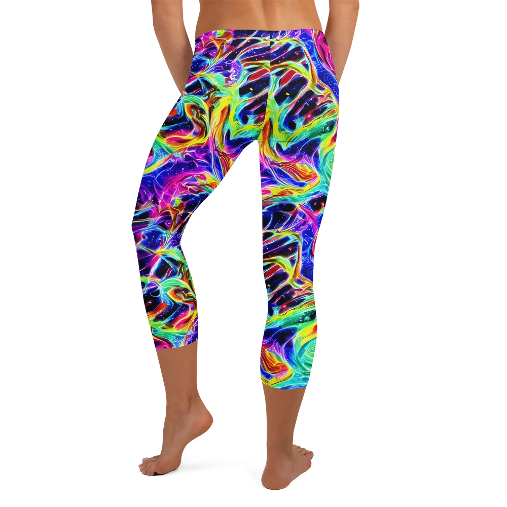 Galaxy On Fire on Capri Leggings — Back