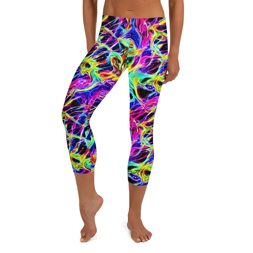 Galaxy On Fire on Capri Leggings — Front