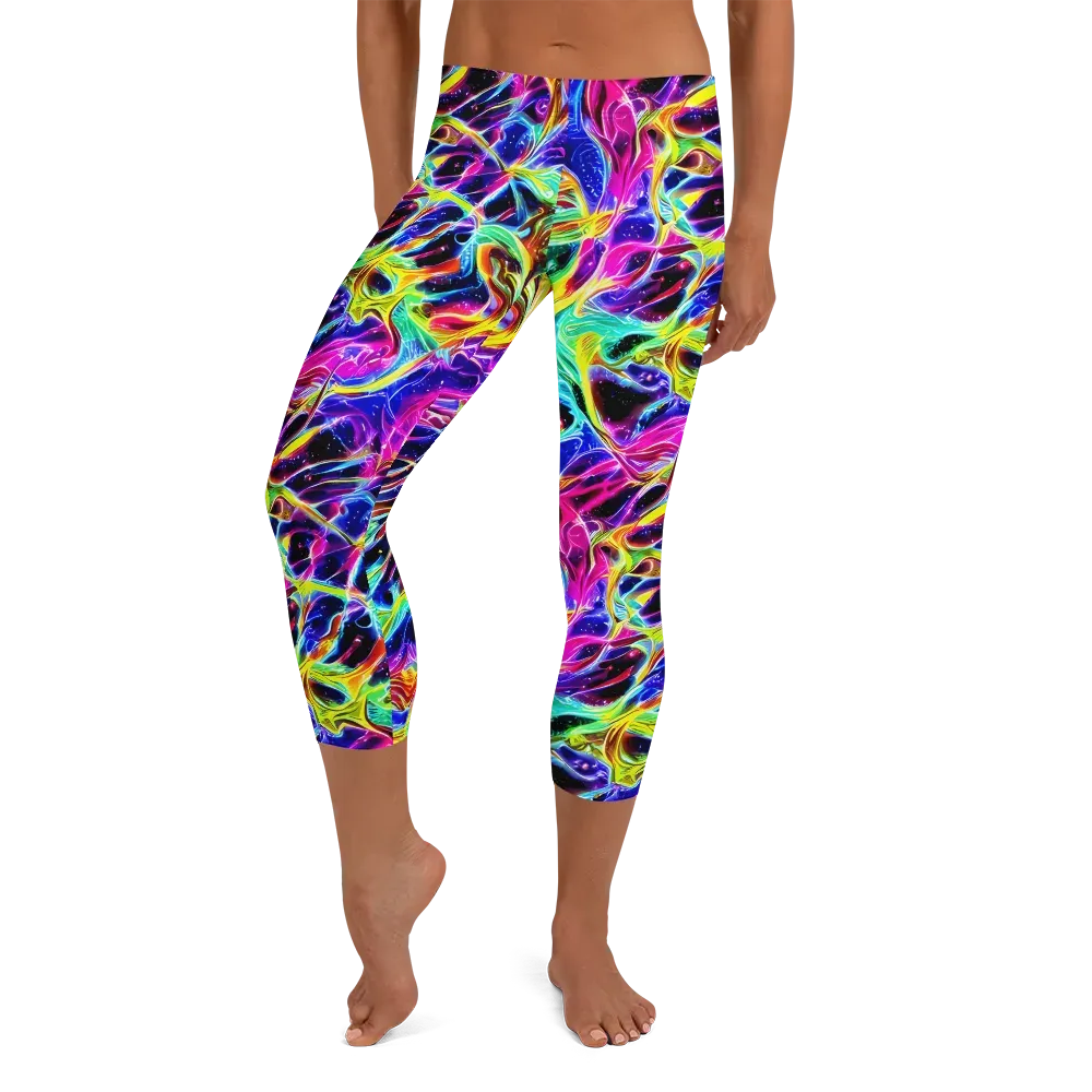 Galaxy On Fire on Capri Leggings — Front
