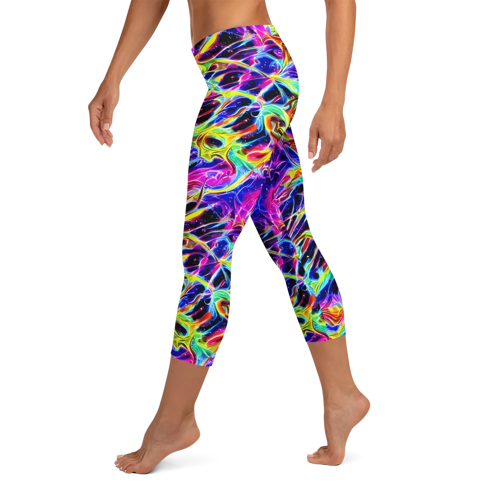 Galaxy On Fire on Capri Leggings — Left