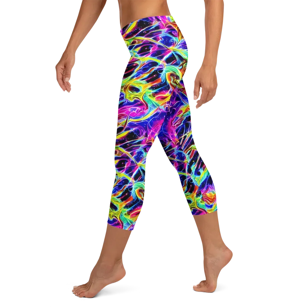Galaxy On Fire on Capri Leggings — Left