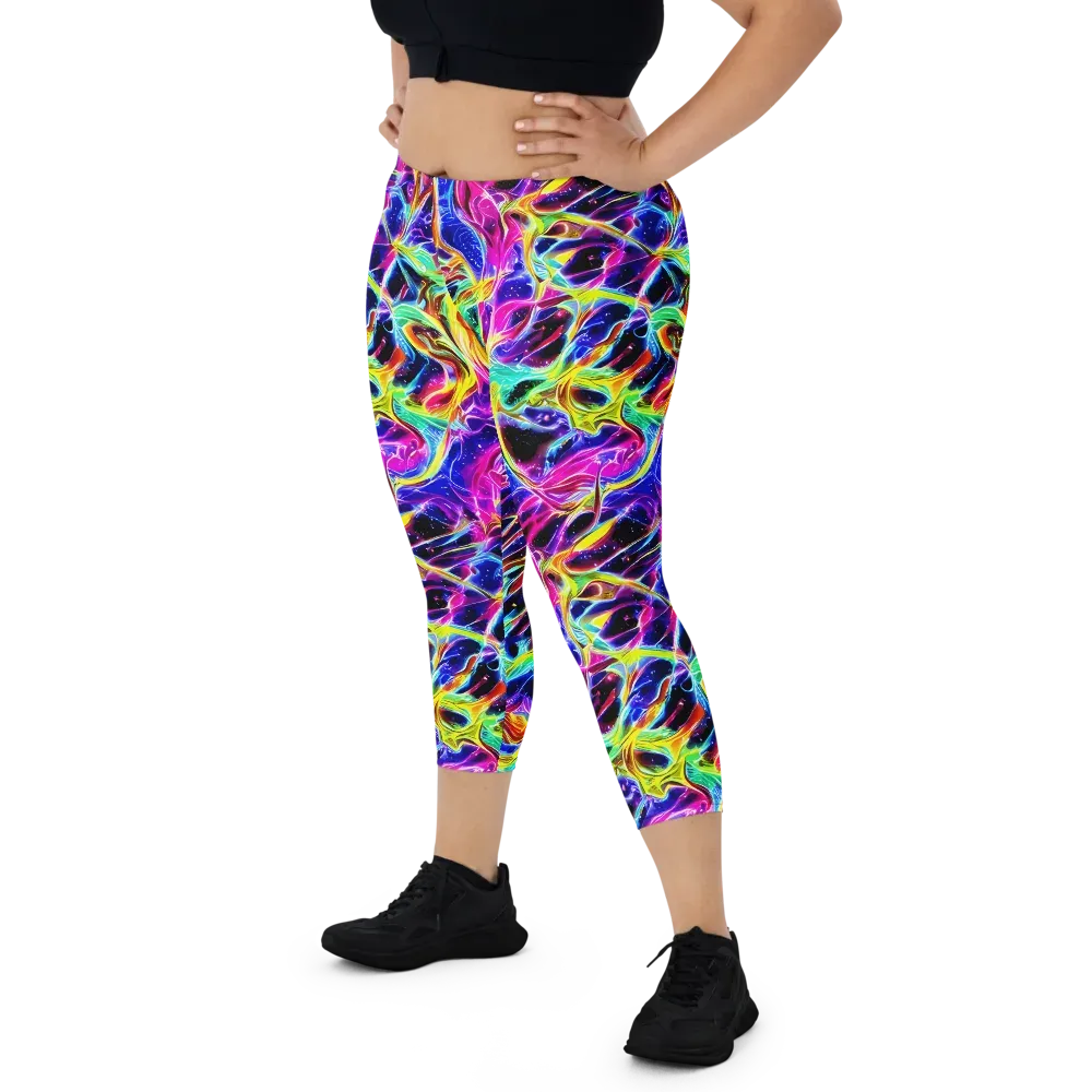 Galaxy On Fire on Capri Leggings — Front