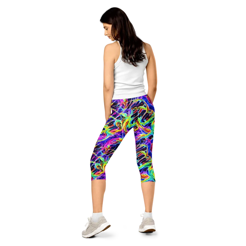 Galaxy On Fire on Capri Leggings — Back