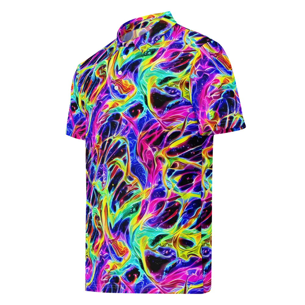 Galaxy On Fire on Men's Slim Fit Polo Shirt — Left Front