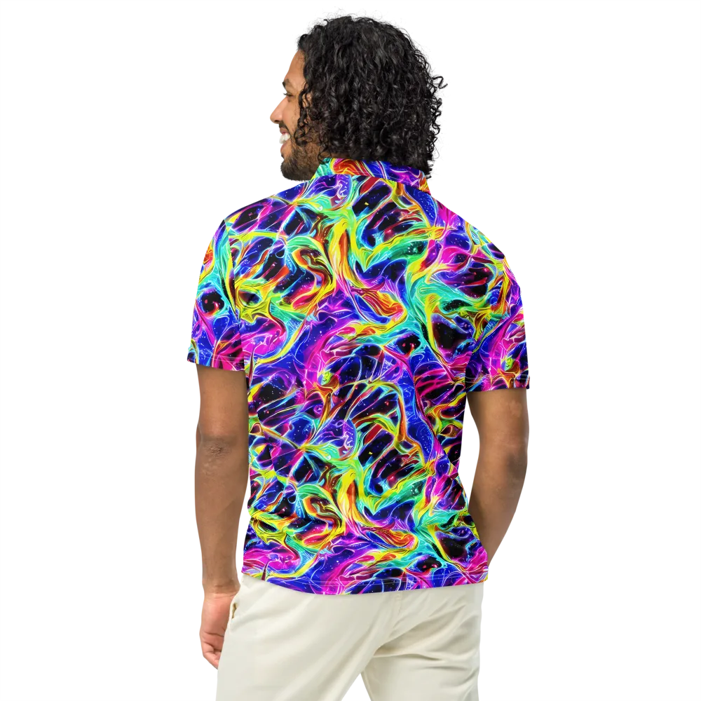 Galaxy On Fire on Men's Slim Fit Polo Shirt — Back