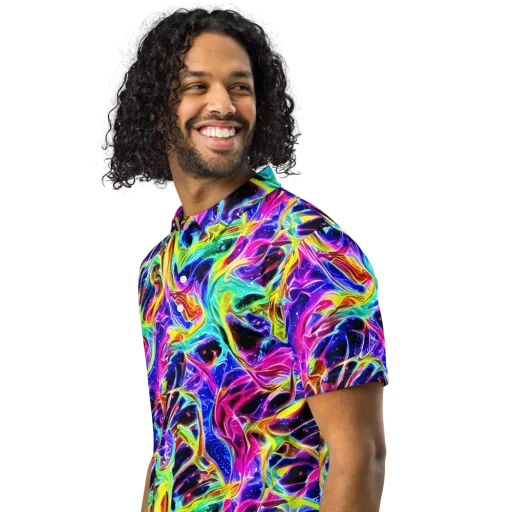 Galaxy On Fire on a Men's Slim Fit Polo Shirt