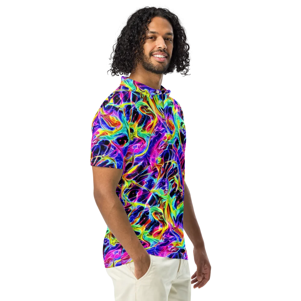 Galaxy On Fire on Men's Slim Fit Polo Shirt — Right Front