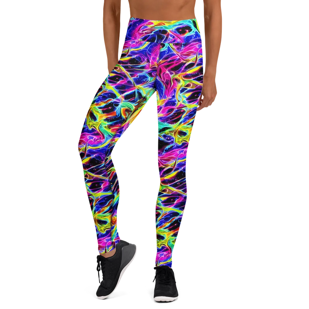Galaxy On Fire on Yoga Leggings — Front