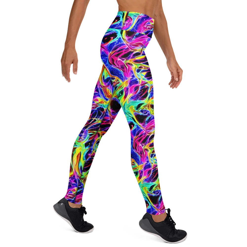 Galaxy On Fire on Yoga Leggings — Right