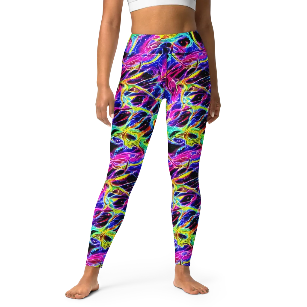 Galaxy On Fire on Yoga Leggings — Front