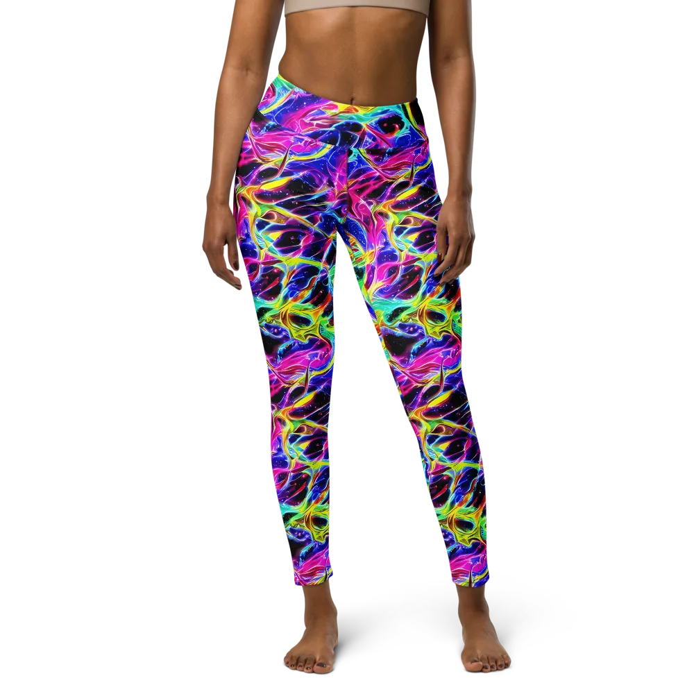 Galaxy On Fire on Yoga Leggings — Front