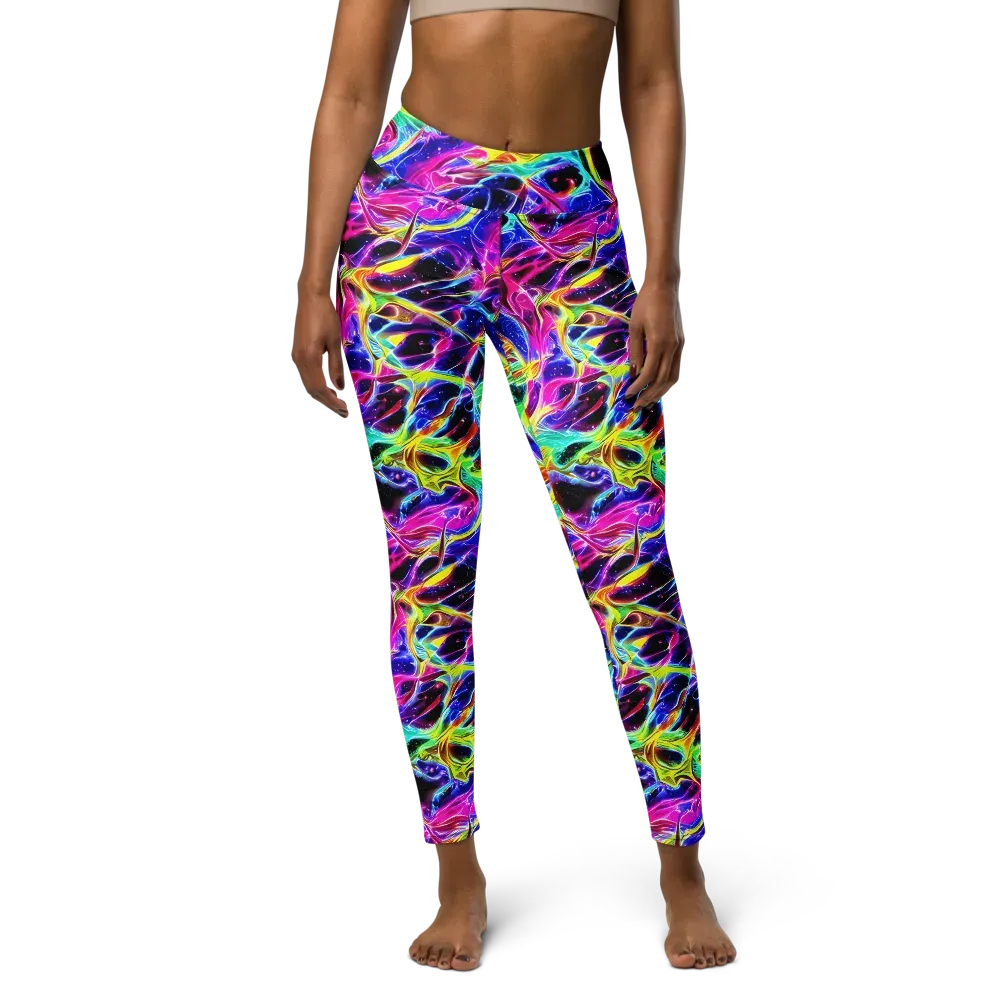 Galaxy On Fire on Yoga Leggings — Front