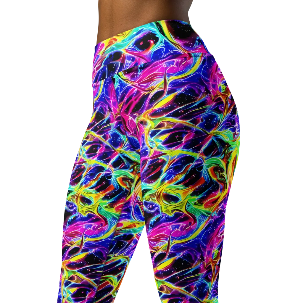 Galaxy On Fire on Yoga Leggings — Left Front