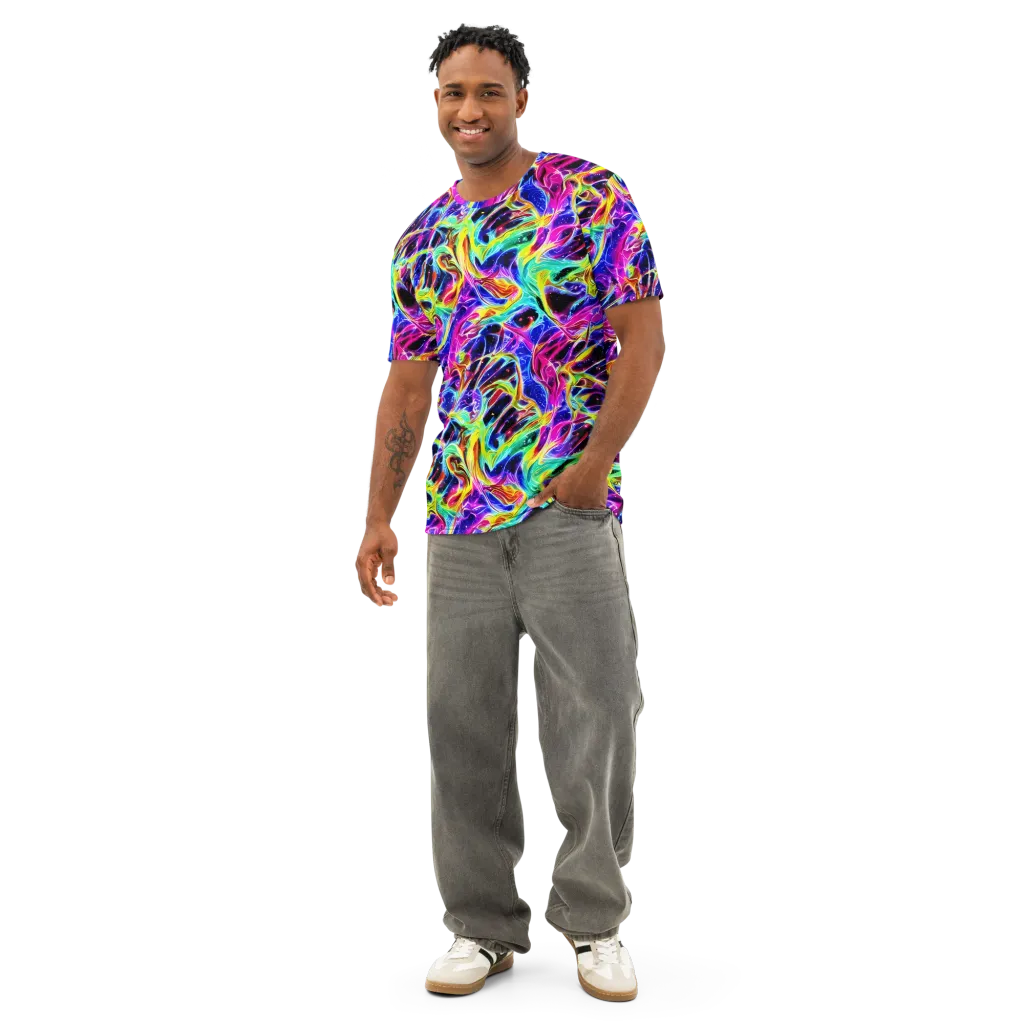 Galaxy On Fire on Men's Cotton Crew Neck T-Shirt — Front