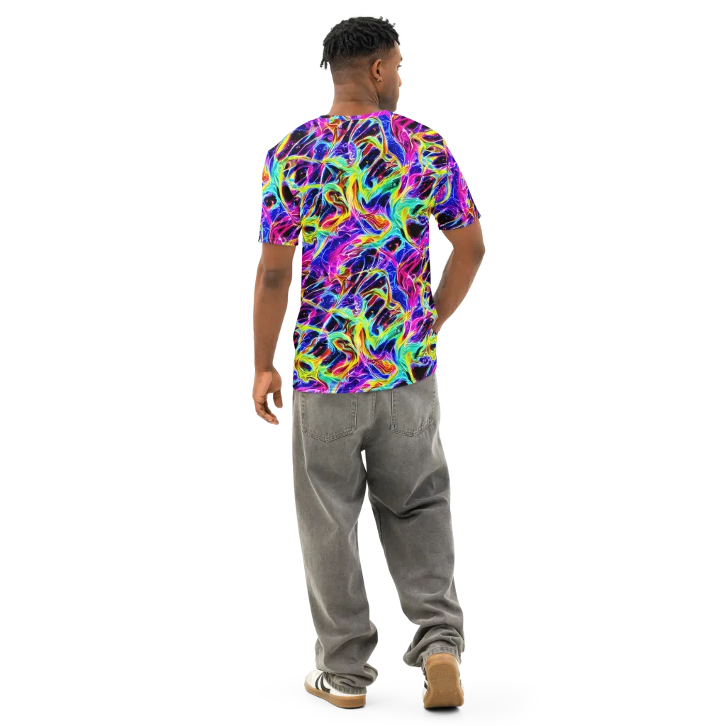 Galaxy On Fire on Men's Cotton Crew Neck T-Shirt — Back
