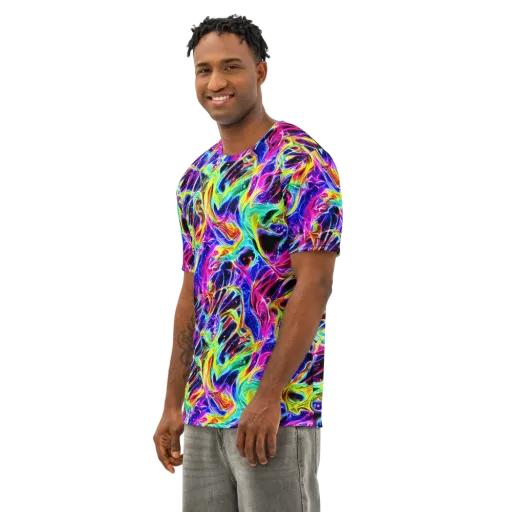 Galaxy On Fire on a Men's Cotton Crew Neck T-Shirt