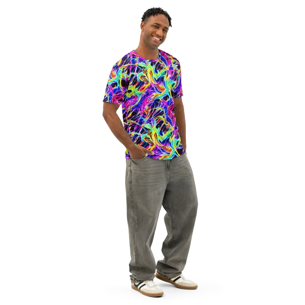 Galaxy On Fire on Men's Cotton Crew Neck T-Shirt — Right Front